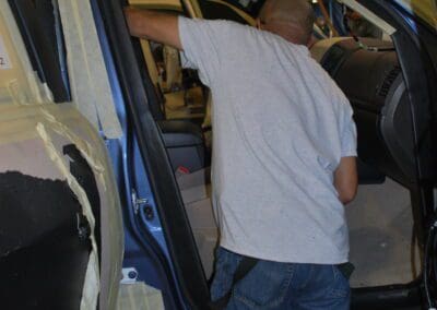 repairing the car